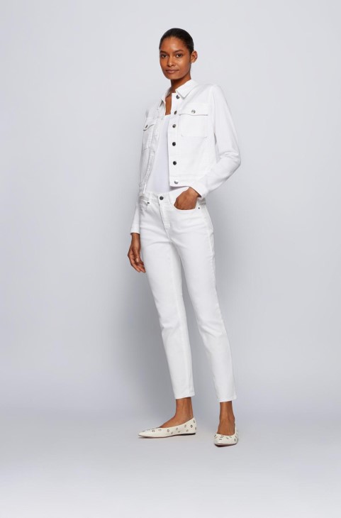 Μπλουζάκι με λαιμόκοψη Boss Scoop 50447753 λευκό
