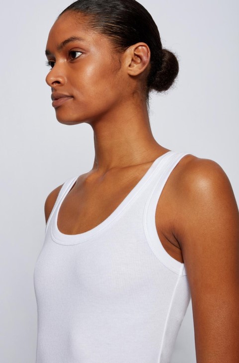 Μπλουζάκι με λαιμόκοψη Boss Scoop 50447753 λευκό
