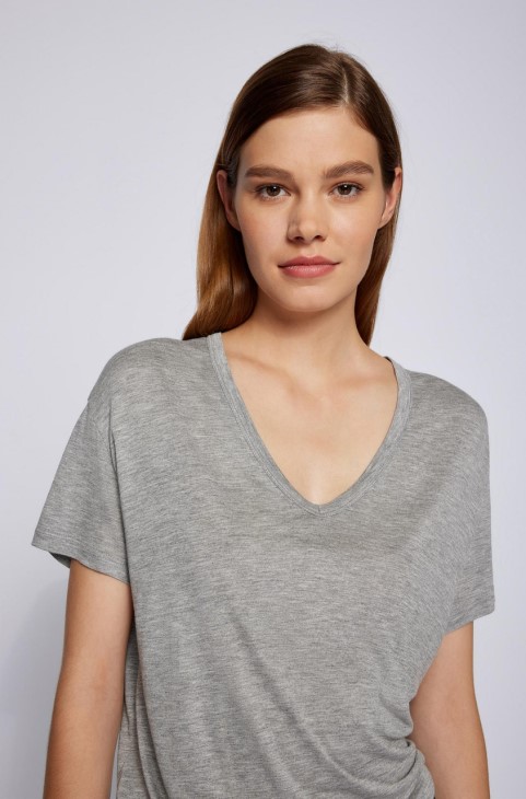 Boss V Neck Tee Eviena 50458594 γκρι
