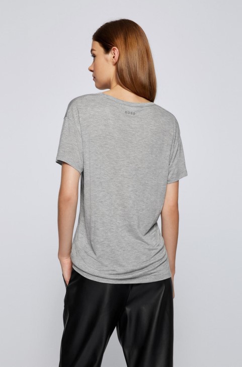 Boss V Neck Tee Eviena 50458594 γκρι
