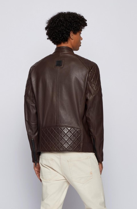 δερμάτινο μπουφάν Boss Jador 50452662 καφέ
