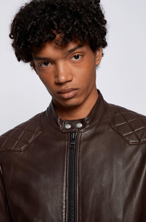 δερμάτινο μπουφάν Boss Jador 50452662 καφέ
