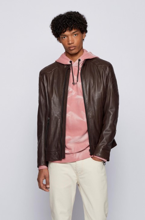 δερμάτινο μπουφάν Boss Jador 50452662 καφέ
