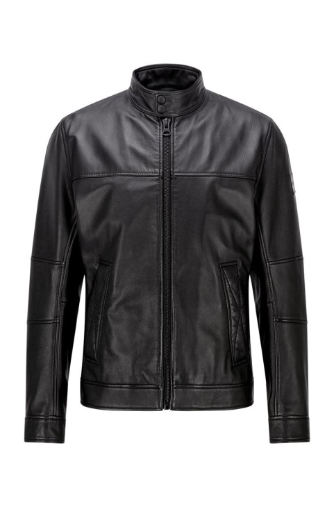 Boss Leather Jacket Josep 50452693 μαύρο