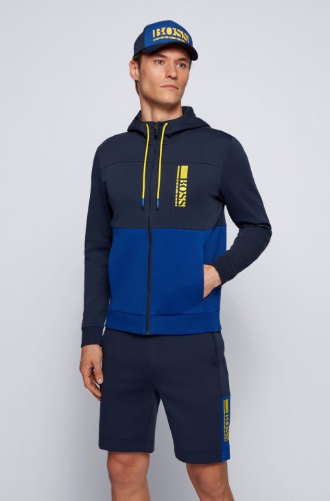 Boss Zip μέσω Hoodie Saggy 50447024 Navy
