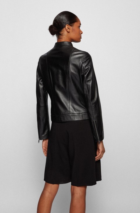 Boss Leather Jacket Samaki 50454472 μαύρο
