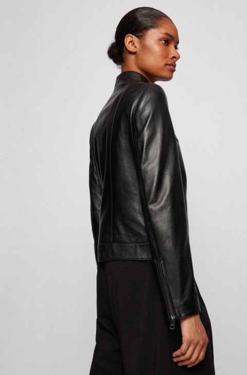 Boss Leather Jacket Samaki 50454472 μαύρο
