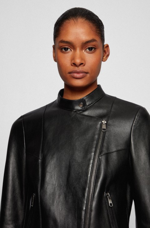 Boss Leather Jacket Samaki 50454472 μαύρο
