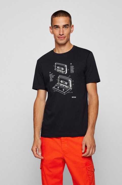 μπλουζάκι Boss T-casette 50460597 μαύρο

