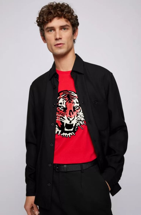 μπλουζάκι Boss Tiburt 50462724 κόκκινο
