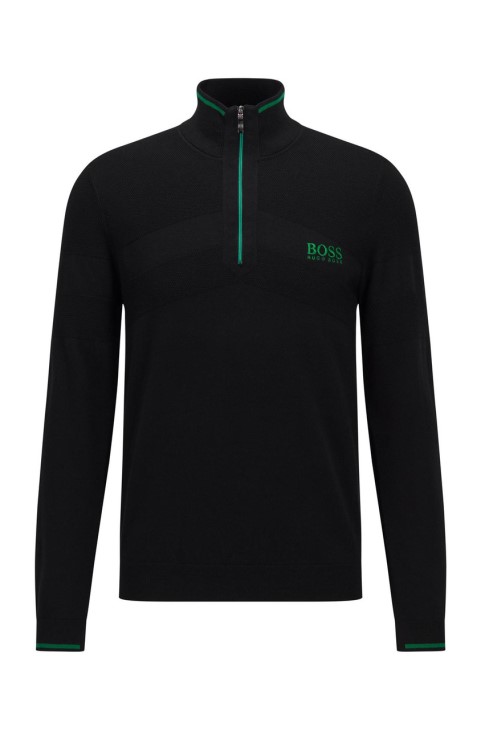 Boss Knit μισό φερμουάρ Zeci 50456127 μαύρο