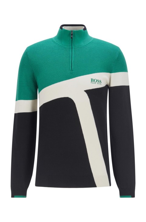 Boss Knit μισό φερμουάρ Zetto 50456148 μαύρο
