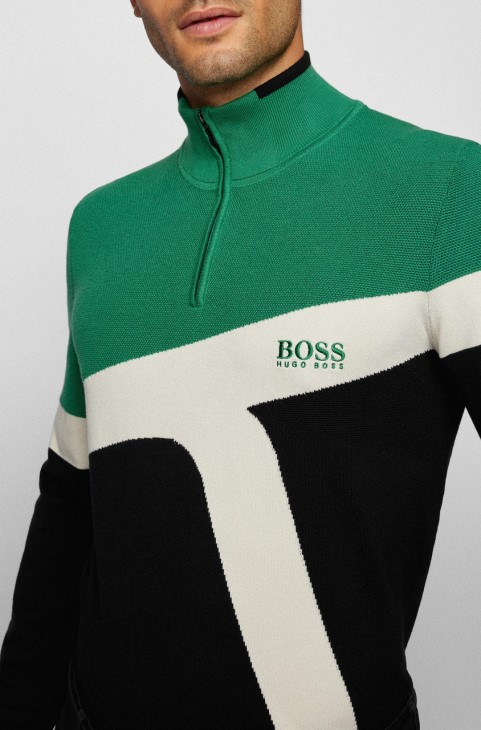 Boss Knit μισό φερμουάρ Zetto 50456148 μαύρο
