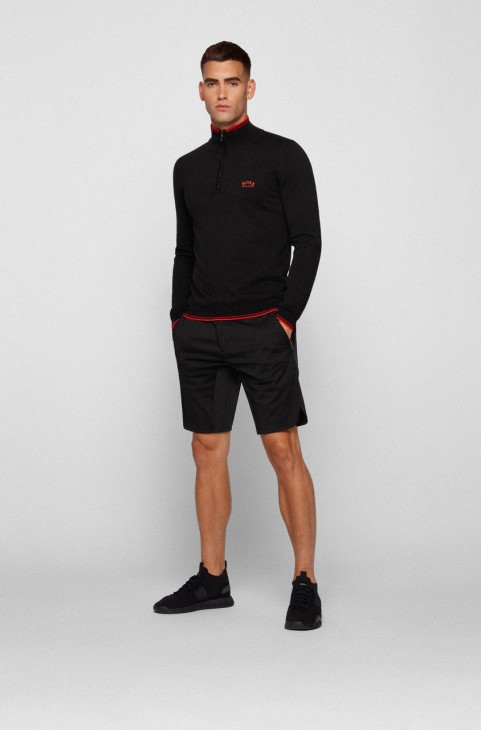 Boss Knit μισό φερμουάρ Zitom 50456100 μαύρο
