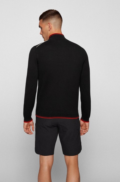 Boss Knit μισό φερμουάρ Zitom 50456100 μαύρο
