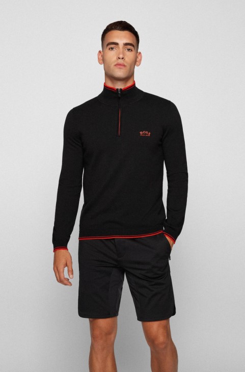 Boss Knit μισό φερμουάρ Zitom 50456100 μαύρο
