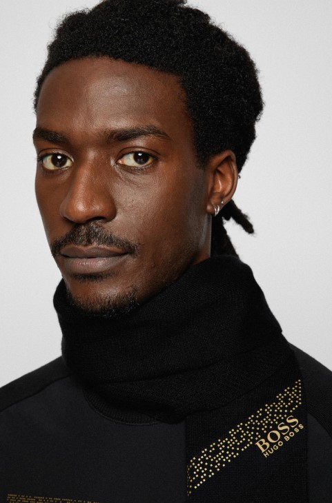 κασκόλ Boss Axello 50456156 μαύρο
