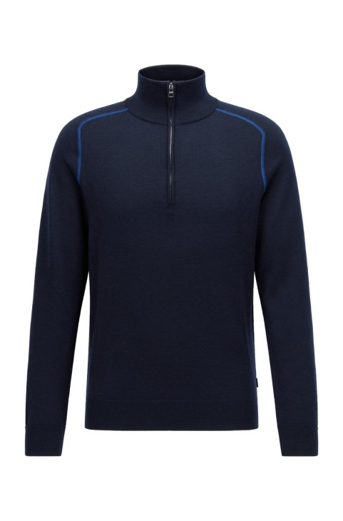 Boss Knit μισό φερμουάρ Nelo 50457678 Navy