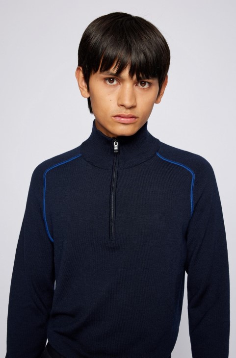 Boss Knit μισό φερμουάρ Nelo 50457678 Navy
