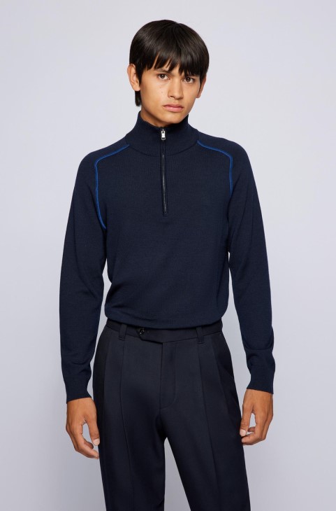 Boss Knit μισό φερμουάρ Nelo 50457678 Navy
