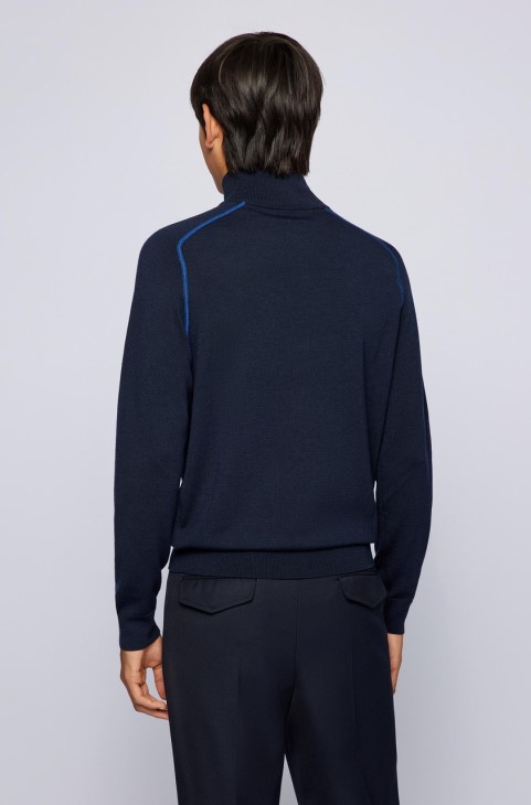 Boss Knit μισό φερμουάρ Nelo 50457678 Navy
