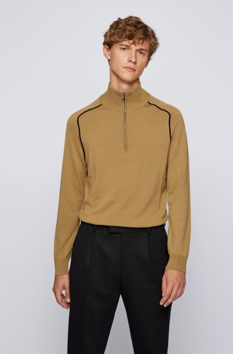 Boss Knit μισό φερμουάρ Nelo 50457678 Navy
