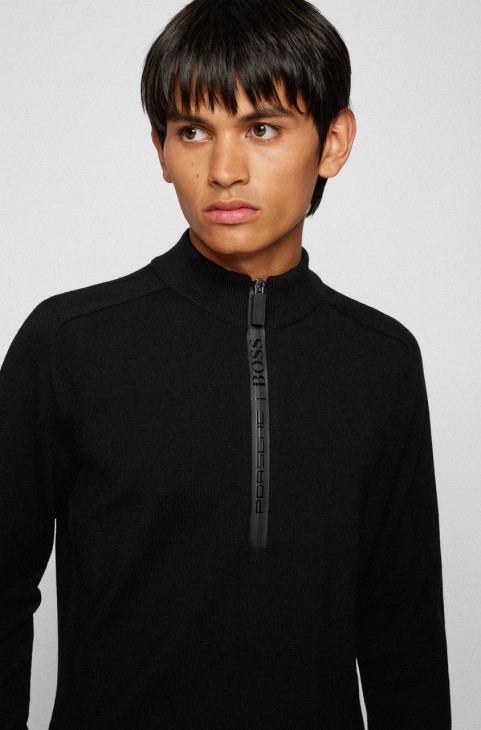 Boss X Porsche Boss Half Zip Knit Neal 50457707 μαύρο