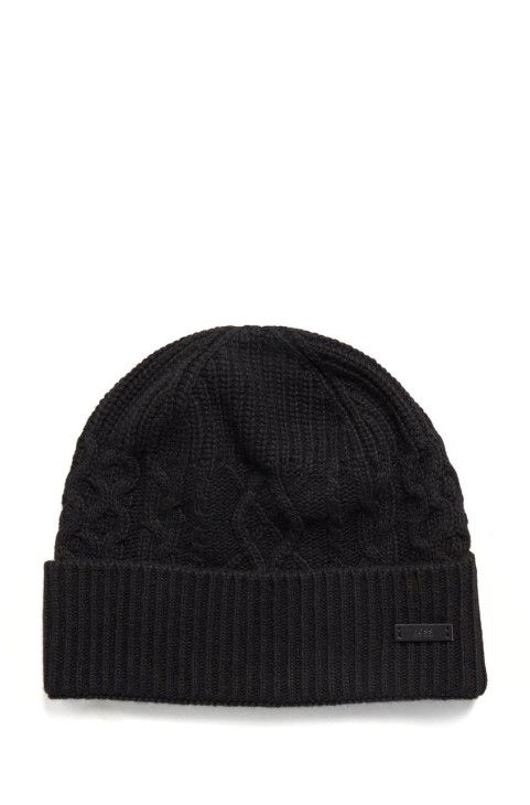 Boss Cable-knit Beanie Nespolino 50455715 μαύρο
