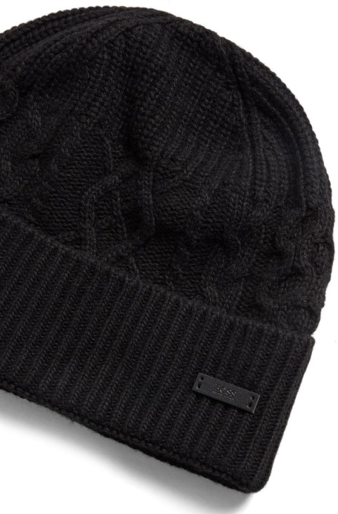 Boss Cable-knit Beanie Nespolino 50455715 μαύρο
