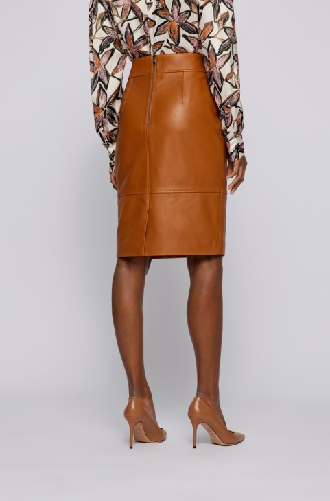 Boss δερμάτινη φούστα Selrita 50460741 μαύρη
