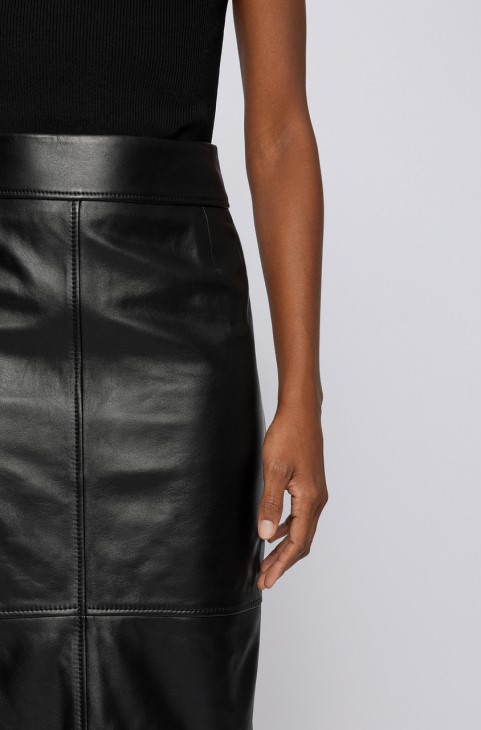 Boss δερμάτινη φούστα Selrita 50460741 μαύρη
