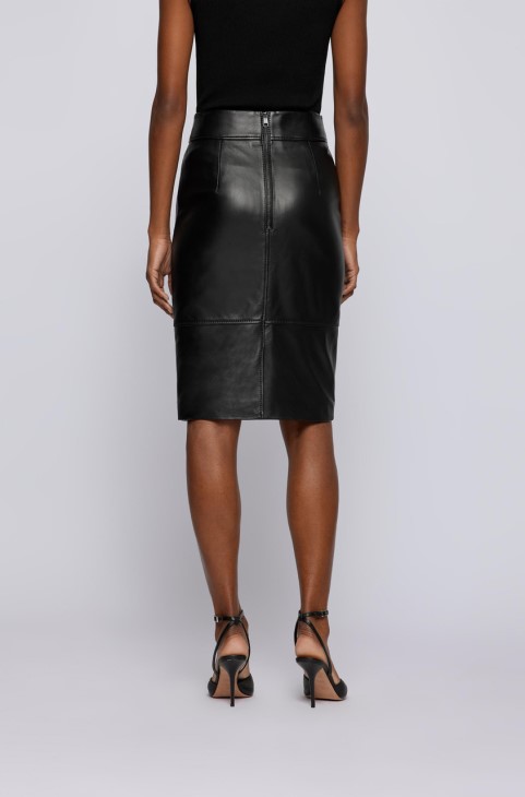 Boss δερμάτινη φούστα Selrita 50460741 μαύρη

