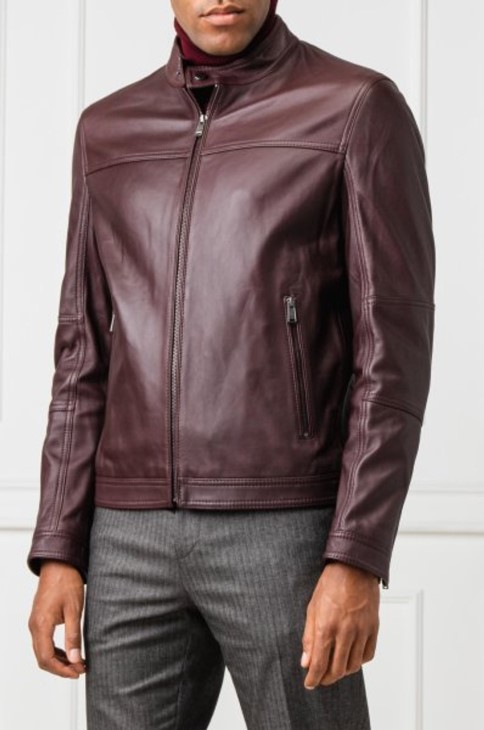 Boss Leather Jacket Nestem 50412817 Merlot