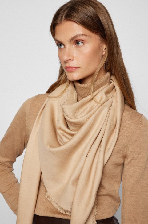 κασκόλ Boss Ledonia 50464170 μπεζ
