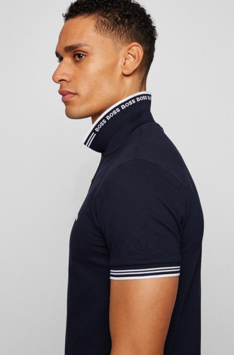 Boss Polo Paul Curved Nos 50469210 μαύρο
