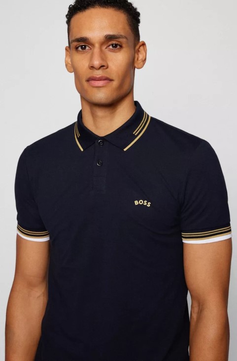 Boss Polo Paul Curved Nos 50469210 μαύρο
