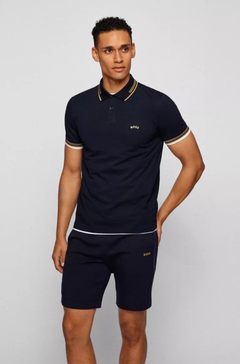 Boss Polo Paul Curved Nos 50469210 μαύρο
