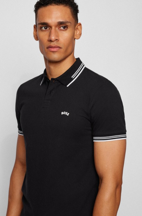 Boss Polo Paul Curved Nos 50469210 μαύρο

