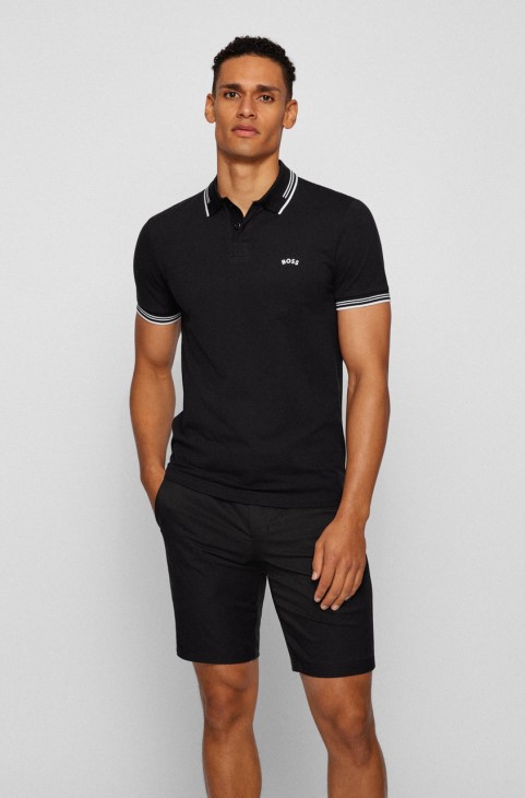 Boss Polo Paul Curved Nos 50469210 μαύρο
