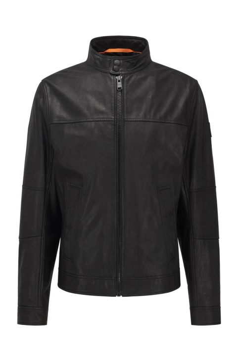 Boss Leather Jacket Josep 50467294 μαύρο