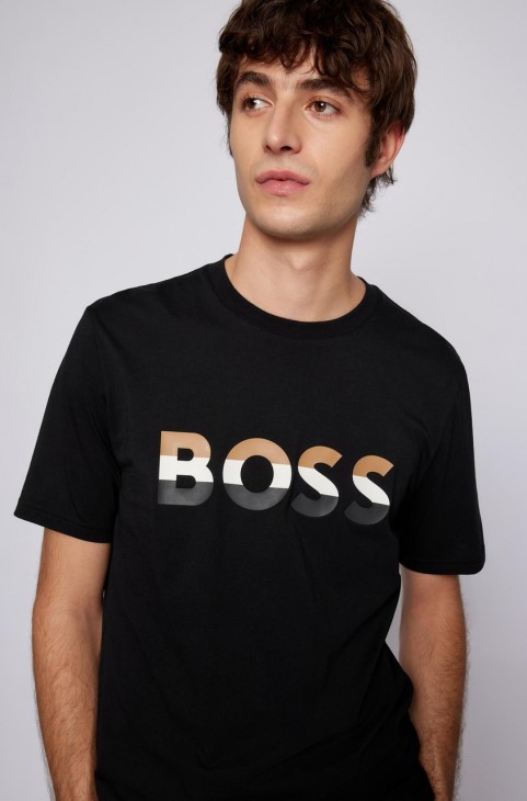 μπλουζάκι Boss Tiburt 50467075 μαύρο
