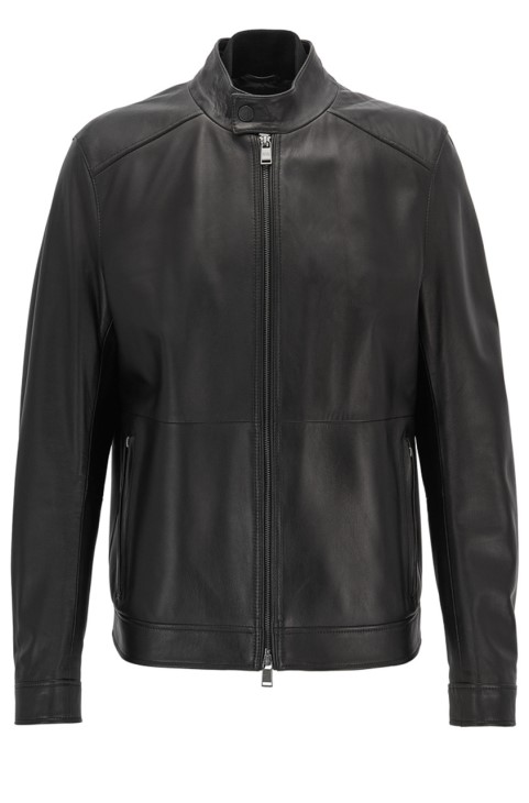 Boss Leather Jacket Norbas 50378660 μαύρο
