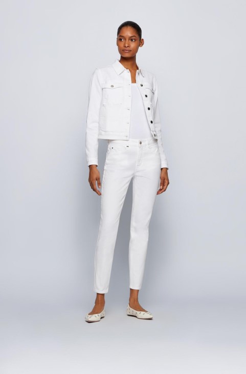 Boss Jeans Slim Crop 3.0 50450547 λευκό
