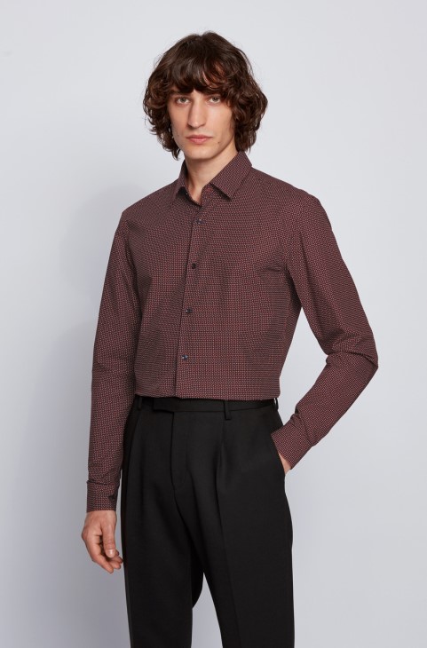 πουκάμισο Boss Bus Isko 50439738 ανοιχτό πορτοκαλί
