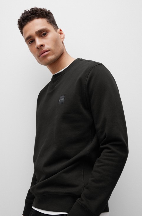 Βαμβακερό φούτερ χαλαρής εφαρμογής με λογότυπο μαύρο Hugo Boss
