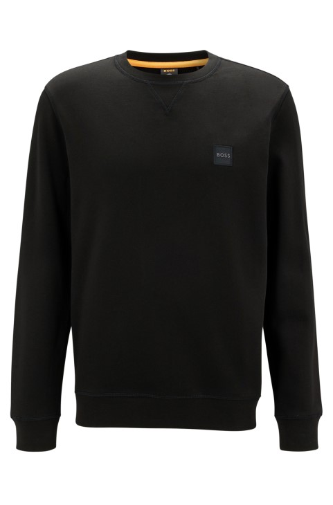 Βαμβακερό φούτερ χαλαρής εφαρμογής με λογότυπο μαύρο Hugo Boss
