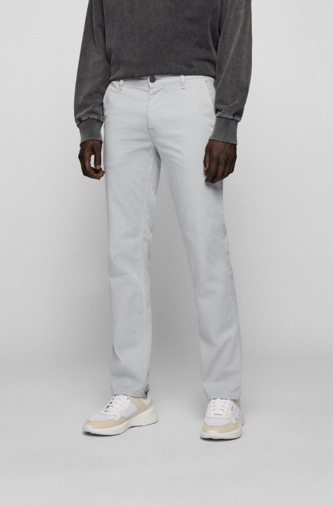 Παντελόνι Hugo Boss Slim-fit σε βαμβακερό σατέν ανοιχτό γκρι