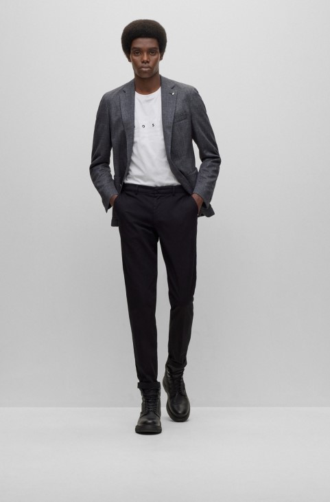 Hugo Boss γκρι Slim-fit μπουφάν σε ζέρσεϊ με μικρομοτίβο
