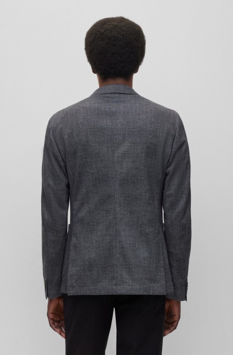 Hugo Boss γκρι Slim-fit μπουφάν σε ζέρσεϊ με μικρομοτίβο
