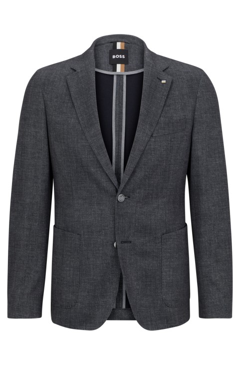 Hugo Boss γκρι Slim-fit μπουφάν σε ζέρσεϊ με μικρομοτίβο
